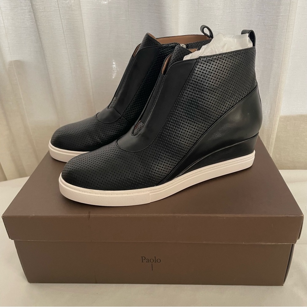 Paolo Felicia Black Wedge Sneakers